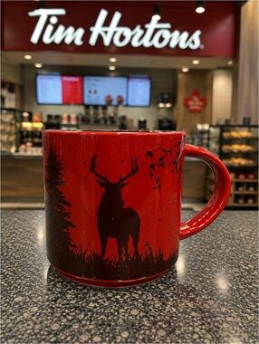 Tim Hortons 2017 Limited Edition Deer Ceramic Coffee Mug #017 Red